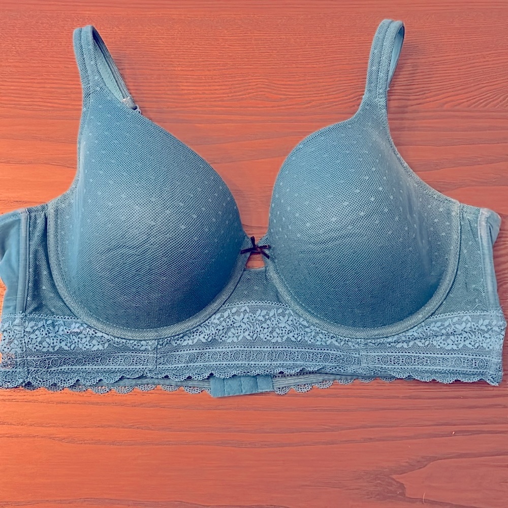 Cacique teal longline Bra with Lace Trim and Molded Cups 46C 44D